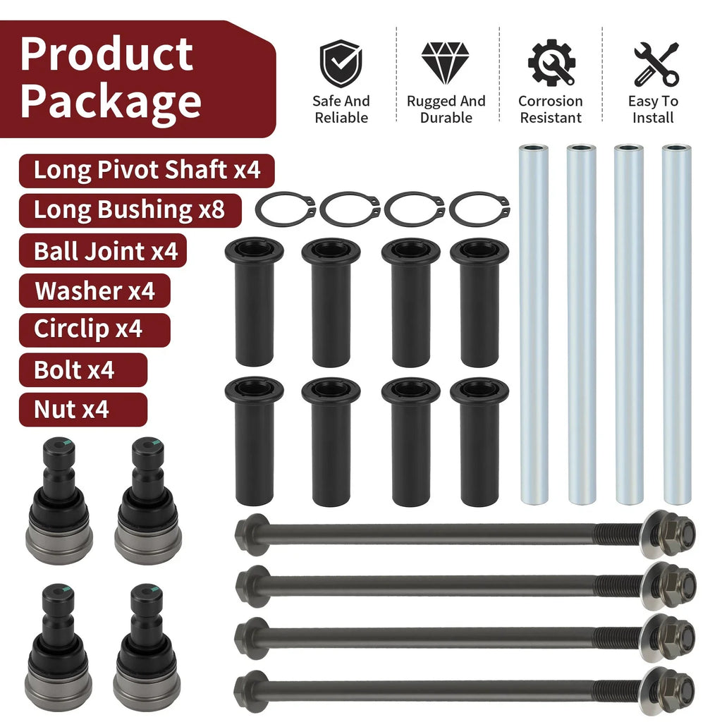 Front Upper A Arm Pivot Bushing Ball Joint Kit for Polaris RZR 800 S 4 (2008–2014)