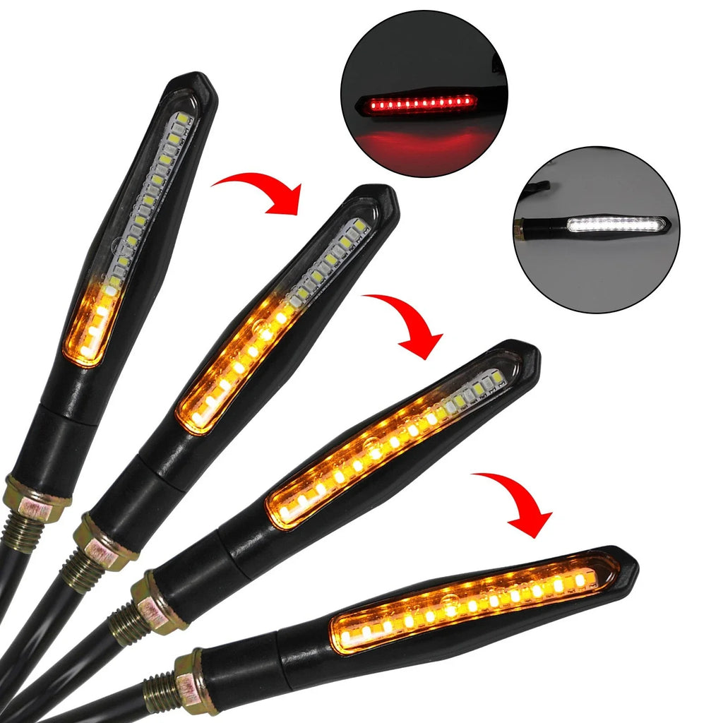 4X Sequential Flowing LED Turn Signal Indicator Lights for Motorcycle (T9)