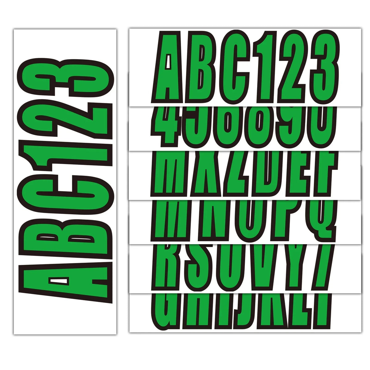 Set of 4 Green Decals for Boat Registration A-Z & 0-9