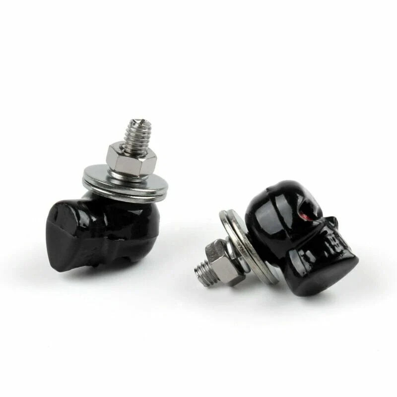 2X Black Skull License Plate Frame Screw Bolt T9 for Universal Motorcycle