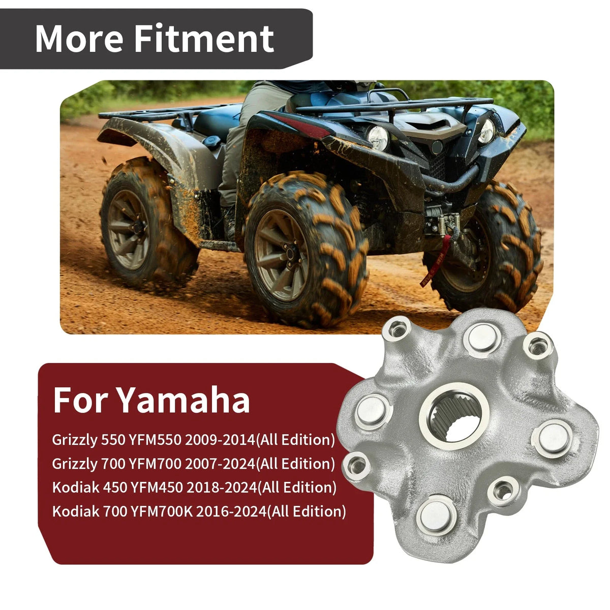 Wheel Hub for Yamaha Grizzly 700 YFM (2007–2024) B16-F510D-01-00 B16-F510D-02-00