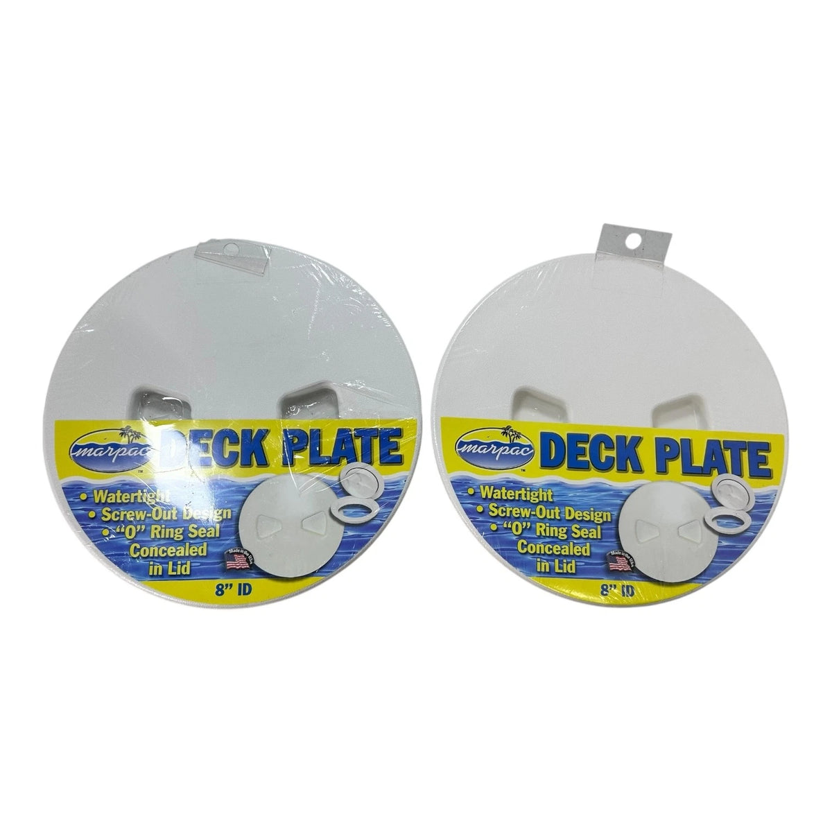 Marpac 7-0636, Marine White Screw Out Deck Plate Lid 8'' - 2 Pack