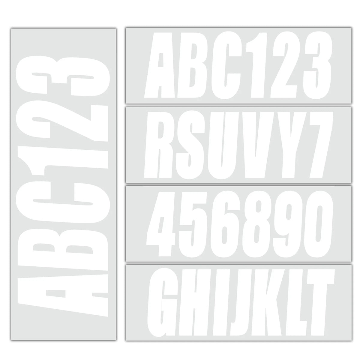 Boat Registration Letters Numbers Decals 4 Set of A-Z & 0-9 White
