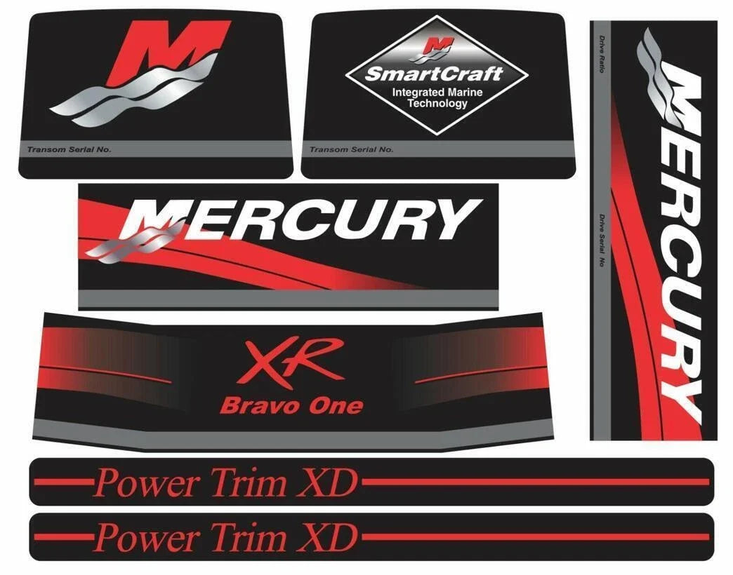 Stern Out Drive Maintenance Decals for MerCruiser XR Bravo One 1 (Year Range)