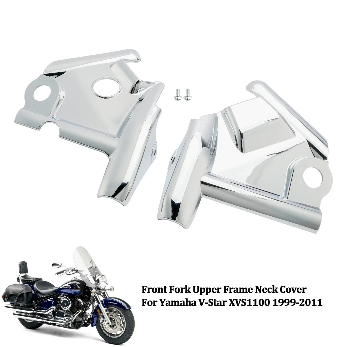 Chrome Front Fork Upper Frame Neck Cover for Yamaha V-Star XVS1100 (1999–2011) T9