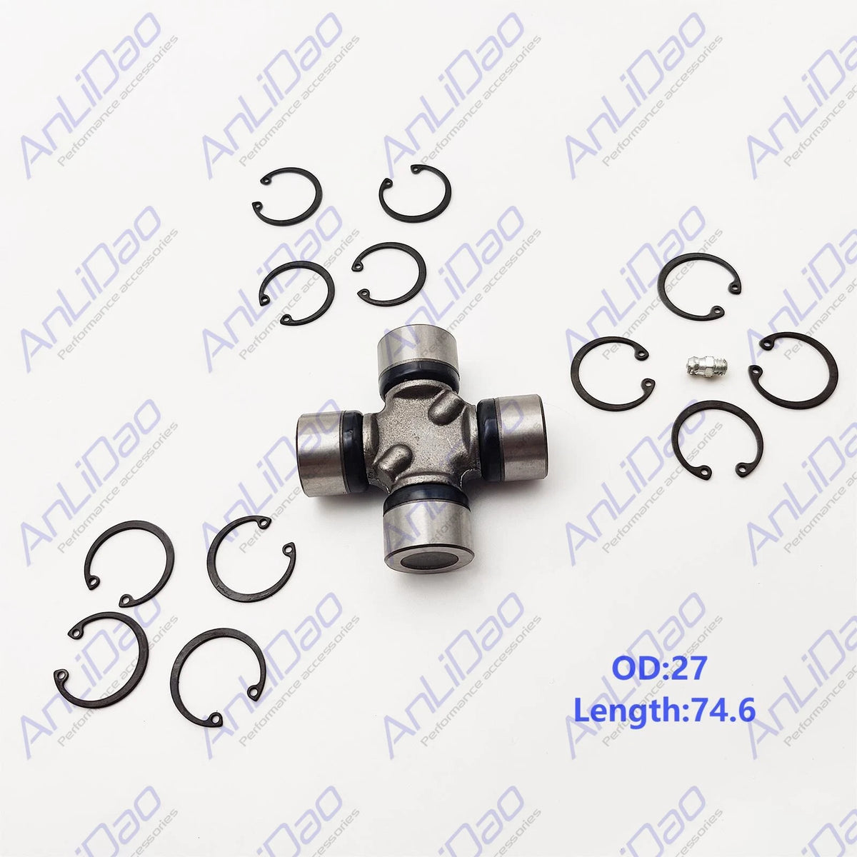 Mercruiser Alpha 1 Gen 2 Bravo U-Joint W Clips & Zirc OD:27MM L:74.6MM