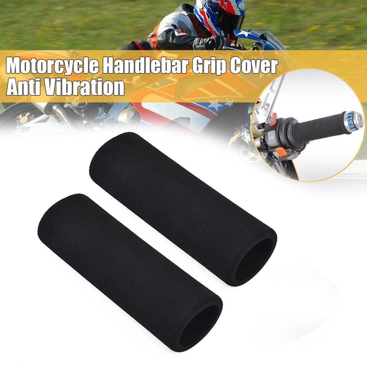 1 Pair Motorcycle Slip-on Grip Covers Motorbike Anti Vibration Handle Bar Cover