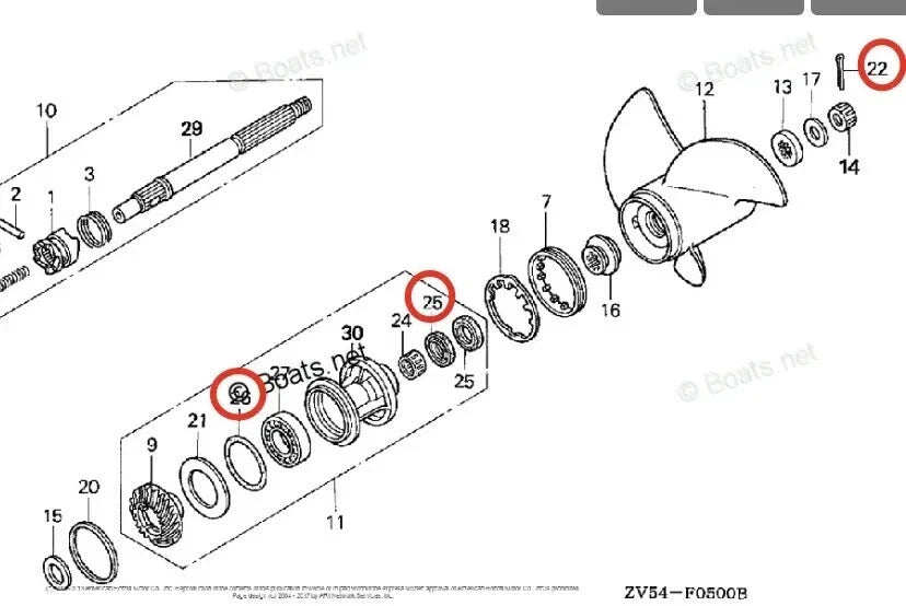 Lower Gearcase Seal & O-ring Kit 91252-ZV5-003 91351-ZV5-003 for Honda 35-50 HP (1990–2023)