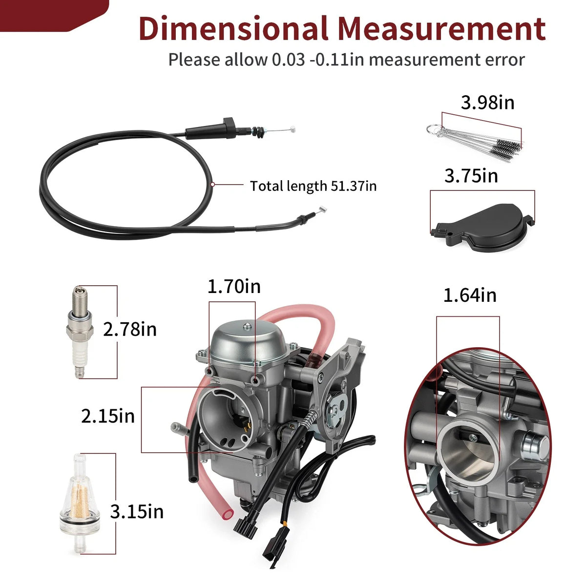 Carburetor Carb Assembly & Throttle Cable for Arctic Cat 366 4x4 (2010–2011)