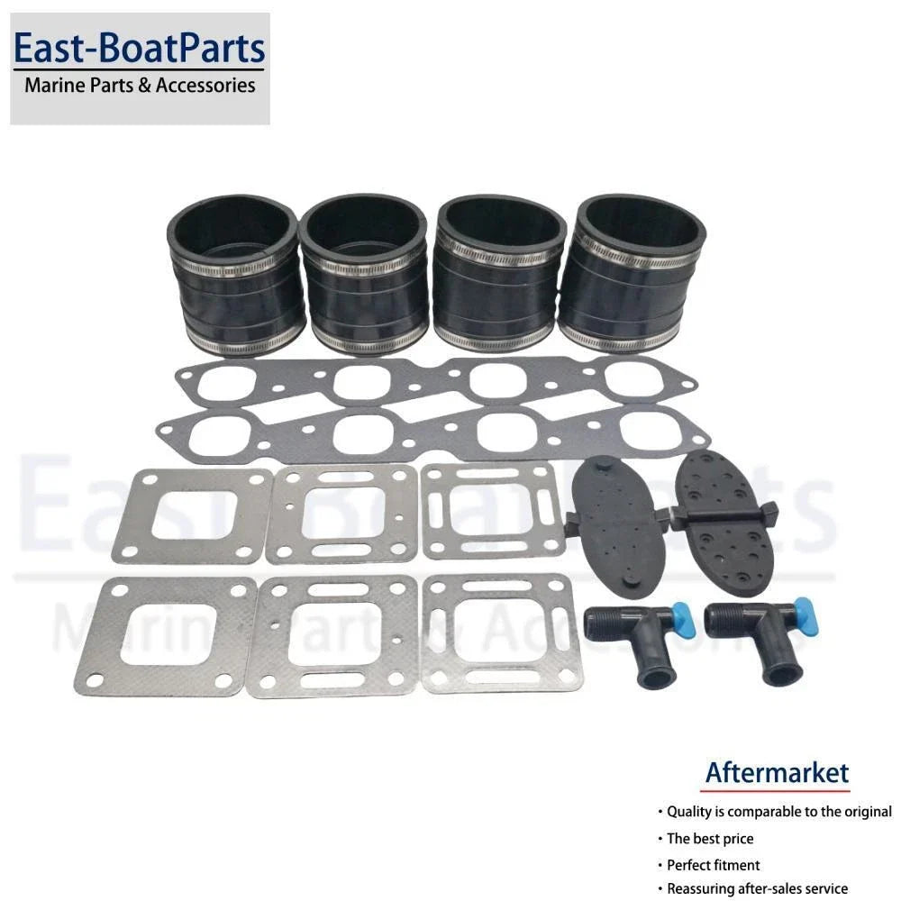 Exhaust Manifold Kit & Gasket 32-44348T, 27-860232 for Mercruiser V8 (4")