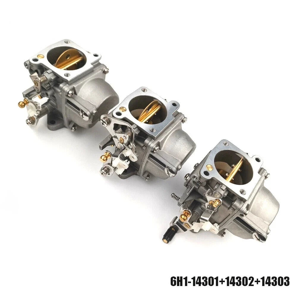 Set of 3 Carburetor Assy for Yamaha 90HP 90TLR (1990–1999) 6H1-14301 14302 14303