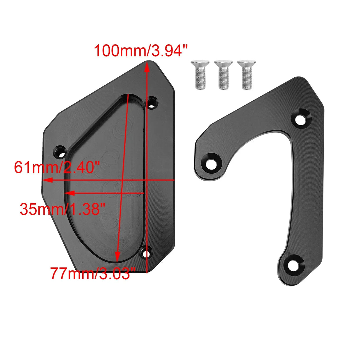 Kickstand Enlarger Plate Pad for Suzuki V-Strom 650 DL650 XT (2011–2024) Black