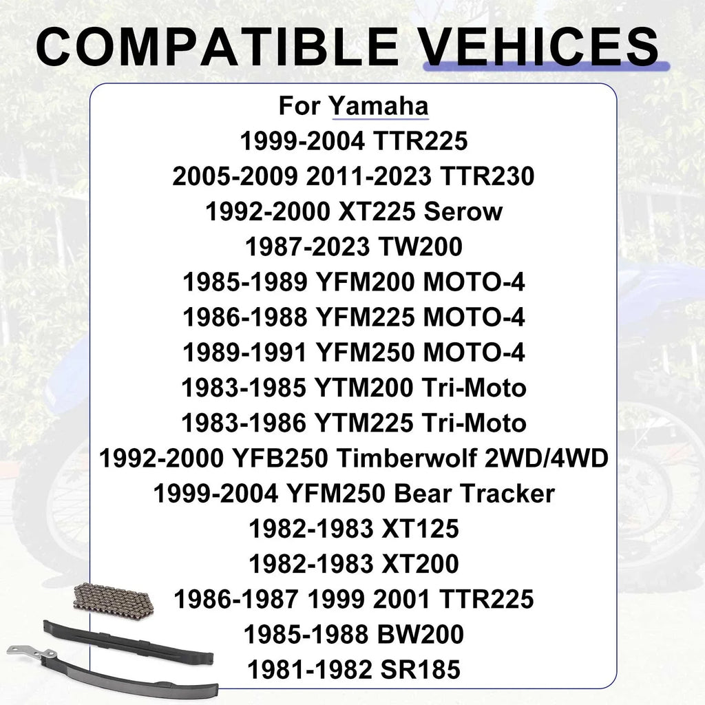 Cam Timing Chain and Guides Kit for Yamaha SR185 BW200 (1981–1988)