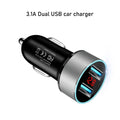 Dual USB Car Charger with LED Display for Universal Vehicles (2010–2023)