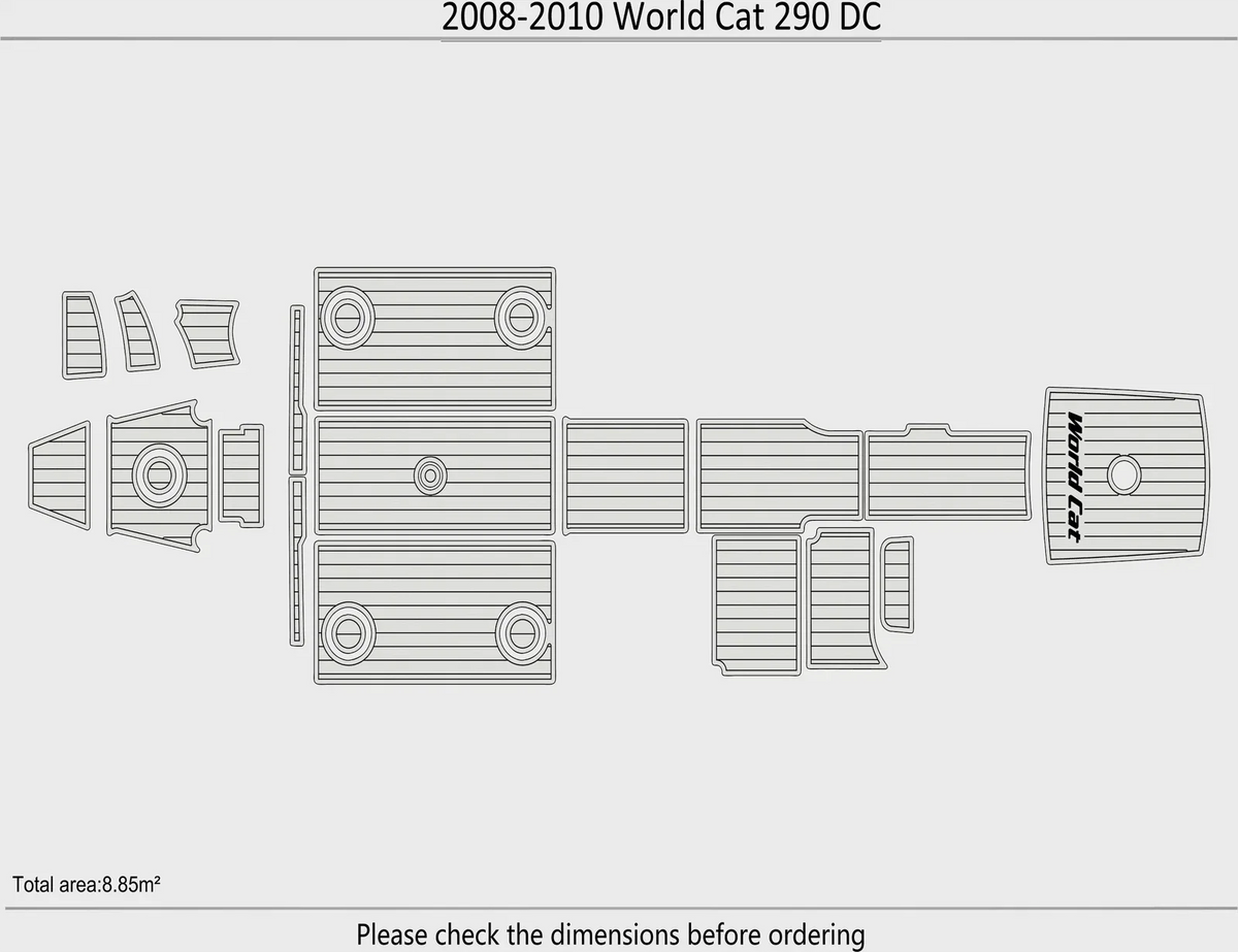 EVA Foam Pads for World Cat 290 DC (2008) Cockpit Swim Platform