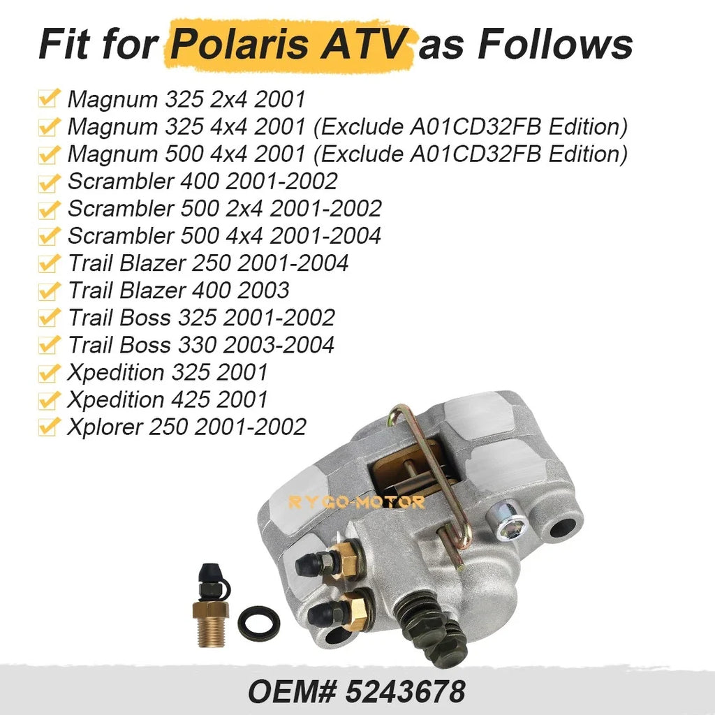 Rear Brake Caliper for Polaris Trail Blazer 250 400 (1999–2004) #1910449 #1910691