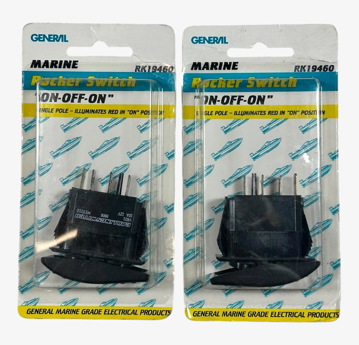 General Marine RK19460, on - Off - on Single Pole Rocker Switch - 2 Pack