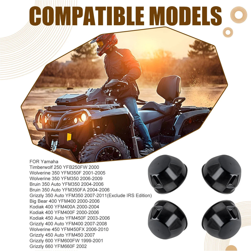 Set of 4 Rubber Wheel Caps for Yamaha Grizzly 350 400 450 600 660 (2007–2014) 5GT-2512A-00-00
