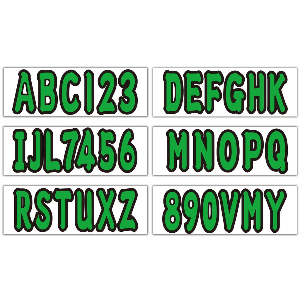 Set of 4 Boat Numbers and Letters Decal Stickers A-Z 0-9 Green