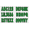 Set of 4 Boat Numbers and Letters Decal Stickers A-Z 0-9 Green