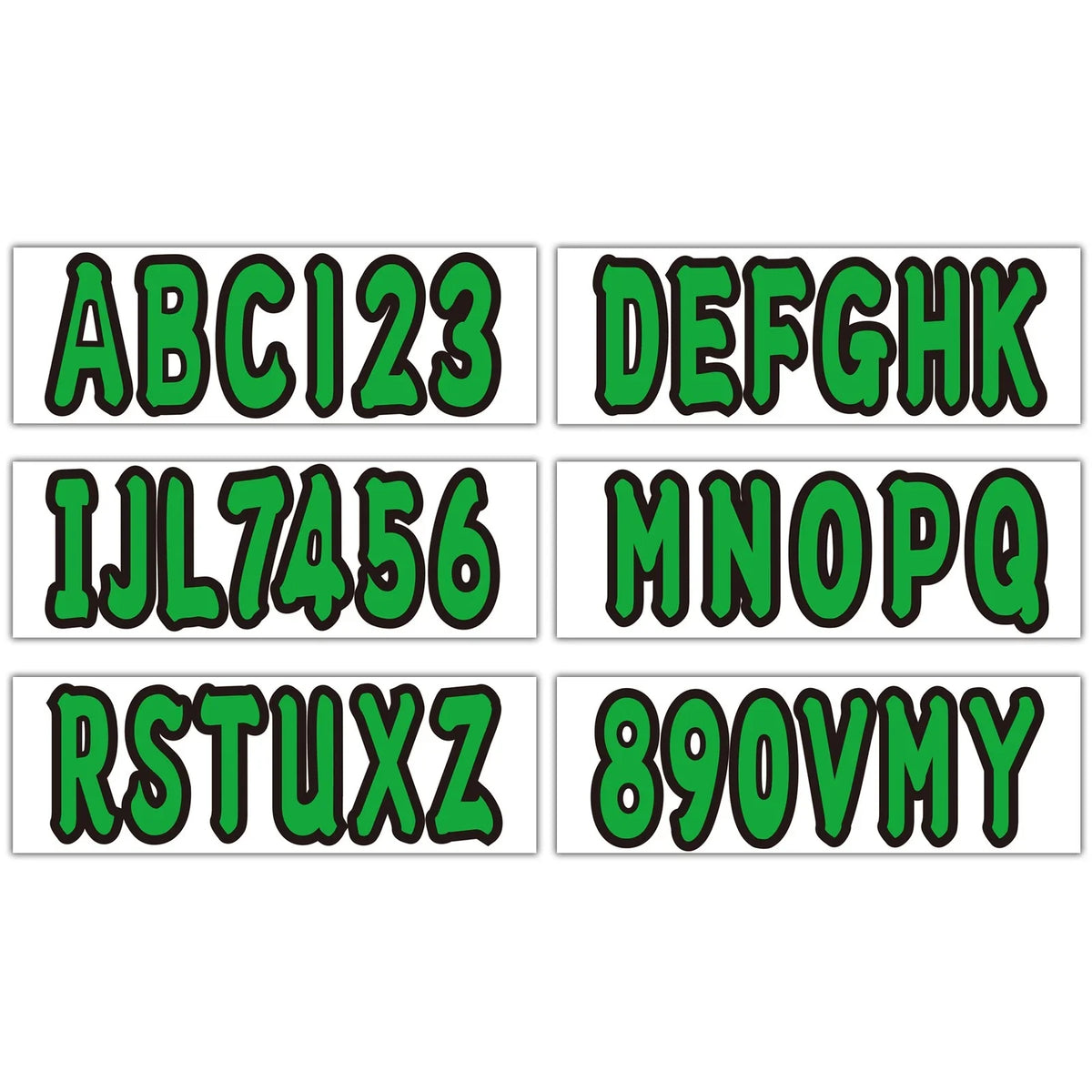 Set of 4 Boat Numbers and Letters Decal Stickers A-Z 0-9 Green