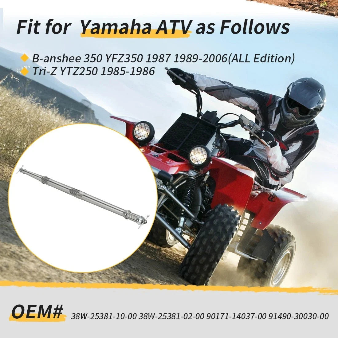 Rear Axle Shaft with Nuts Pins Kit for Yamaha YFZ350 Banshee 350 (1987–2006)