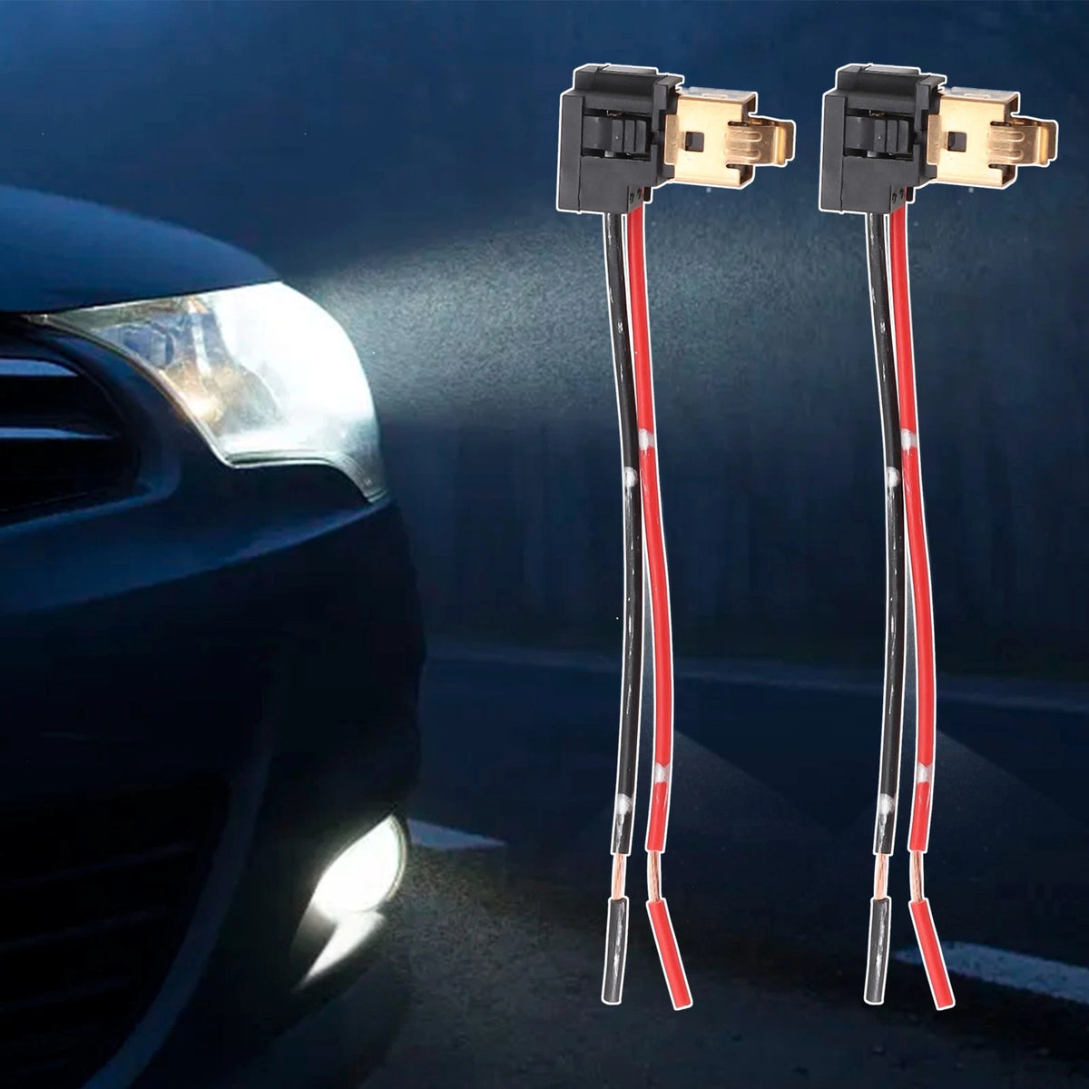 2PCS H1 H3 Socket Extension Wiring Harness-Connec Tor LED Headlight Adapter