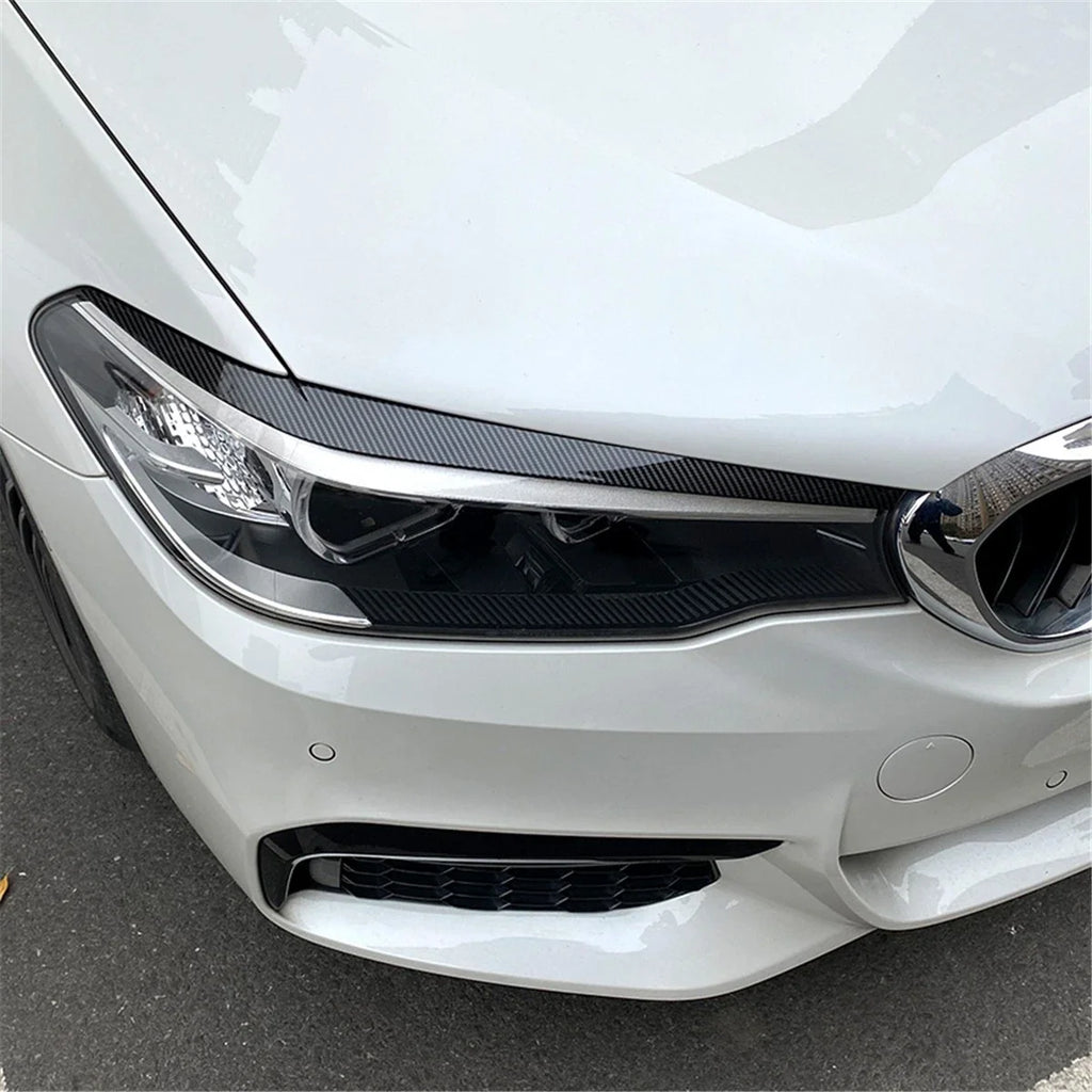 Carbon Look Headlight Eyelid Eyebrow Trims for BMW 5 Series G30 G31 (2017–2021)