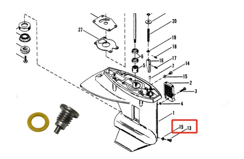 Lower Unit Gear Lube Drain Fill Hole Screw for Mercury Mariner (2Pcs)
