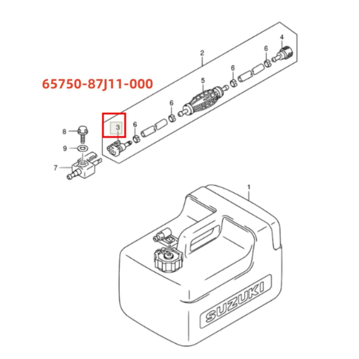 Fuel Connector for Suzuki DF 4-140 HP Engine (65750-87J11)