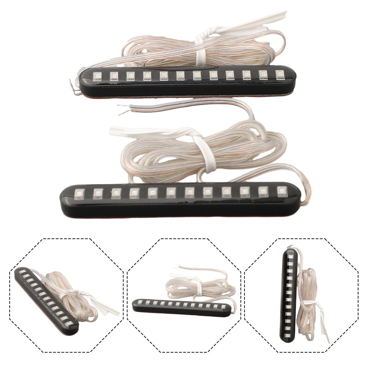 2X 12V Sequential Flowing Motorcycle 12 LED for MINI Strips Turn Signal Light