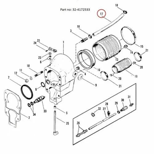 Mercruiser 3/4" Molded Transom Water Hose for Alpha 1 Gen 1 & 2 (32-8M0109048)