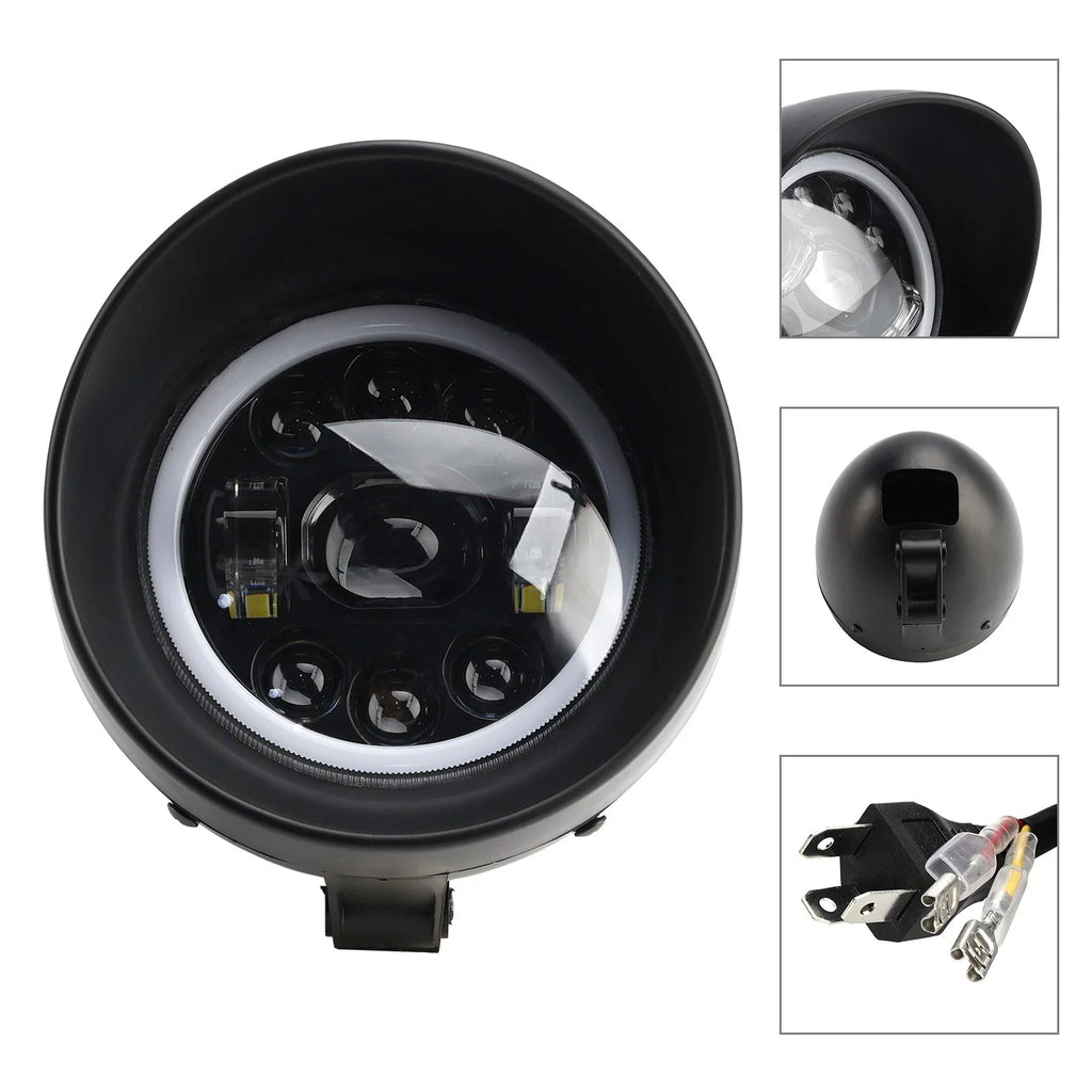 9-Bulb Beam Headlight Fog Lamp for Racer Bobber Chopper (Custom Fit)