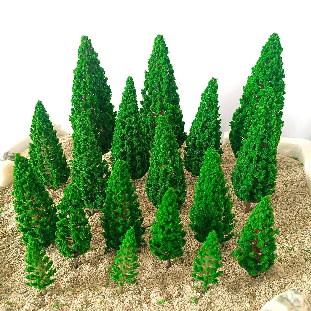 18Pcs Mixed Model Tree Scenery Parts for Railroads & Train Diorama