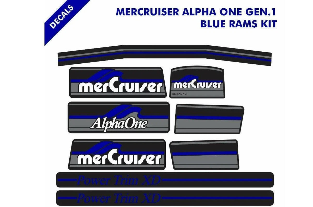 Complete Decals Kit for Mercruiser Alpha One Gen.1 (2016) - Blue Rams