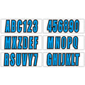 Custom Boat Registration Numbers Decal Sticker 4 Sets of A-Z 4 Sets of 0-9 Blue