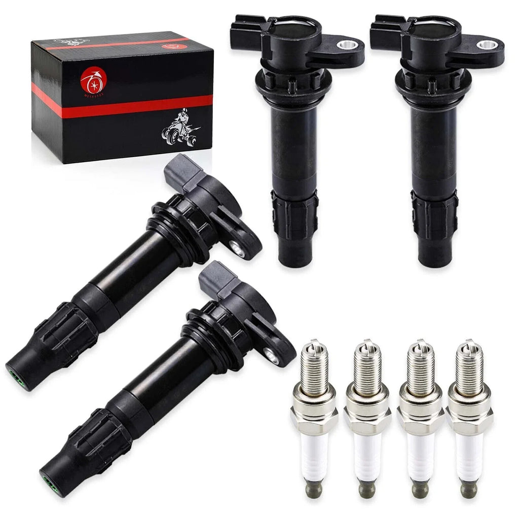 Set of 4 Ignition Coils & Spark Plugs for Yamaha Wave Runner VX Cruiser (2006–2019)