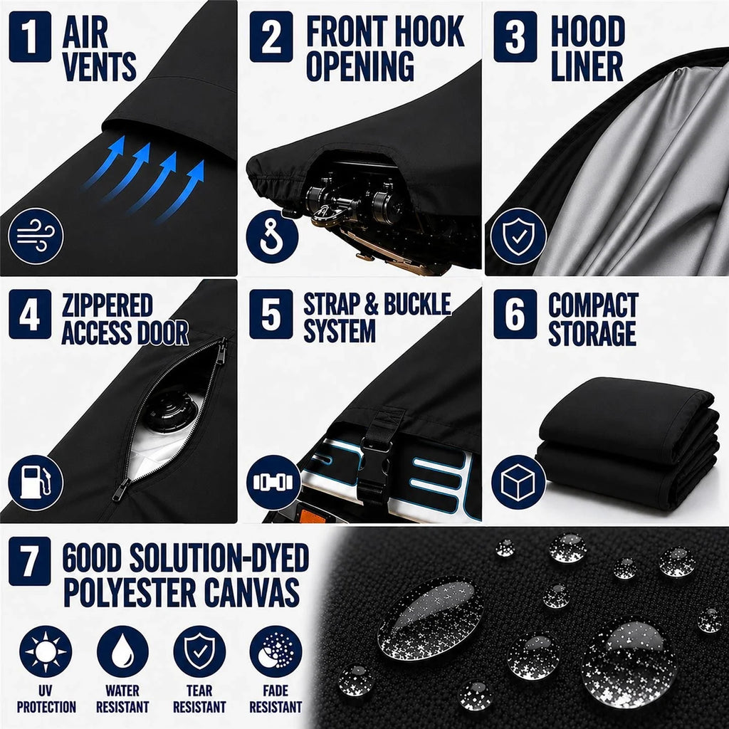Jet Ski Cover for SeaDoo Bombardier GTX Limited (1996–1999) 600D Black