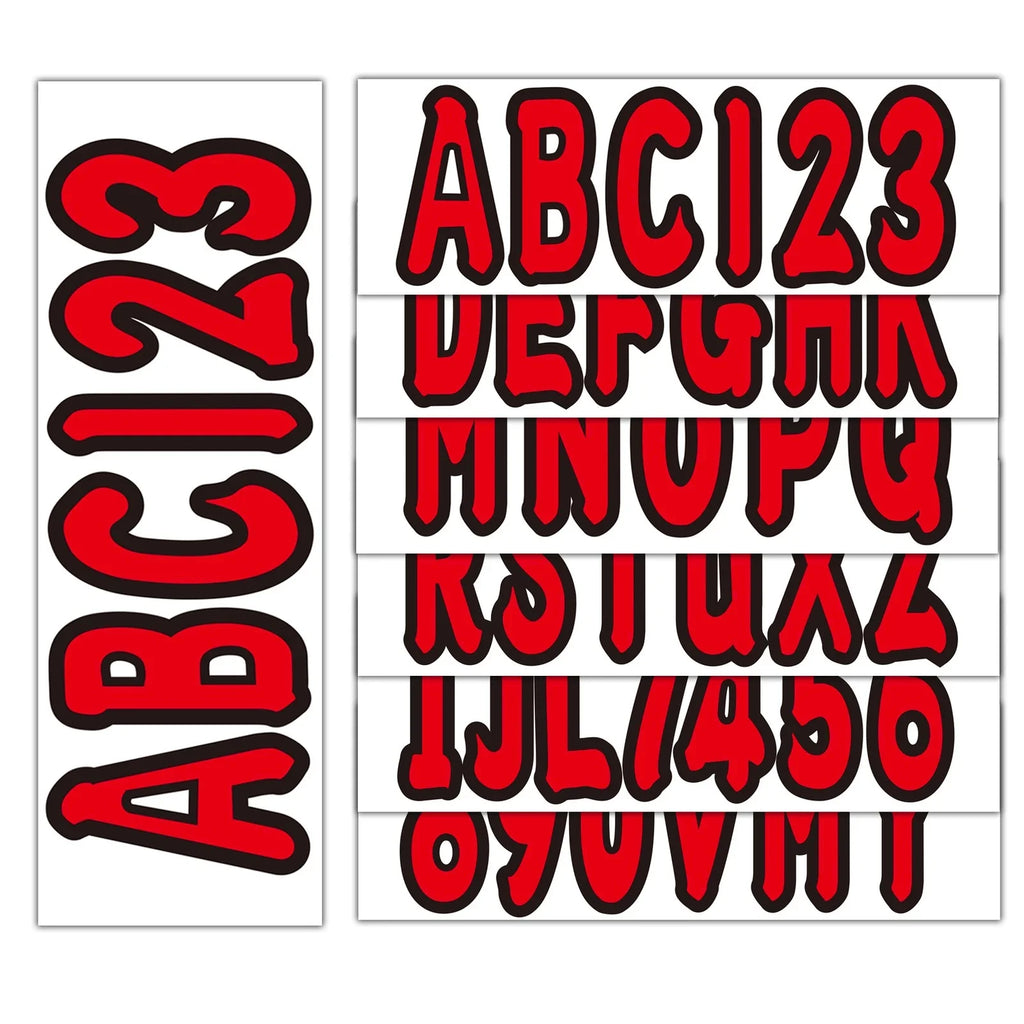 Set of 4 Red Custom Boat Registration Numbers Decal Stickers A-Z 0-9