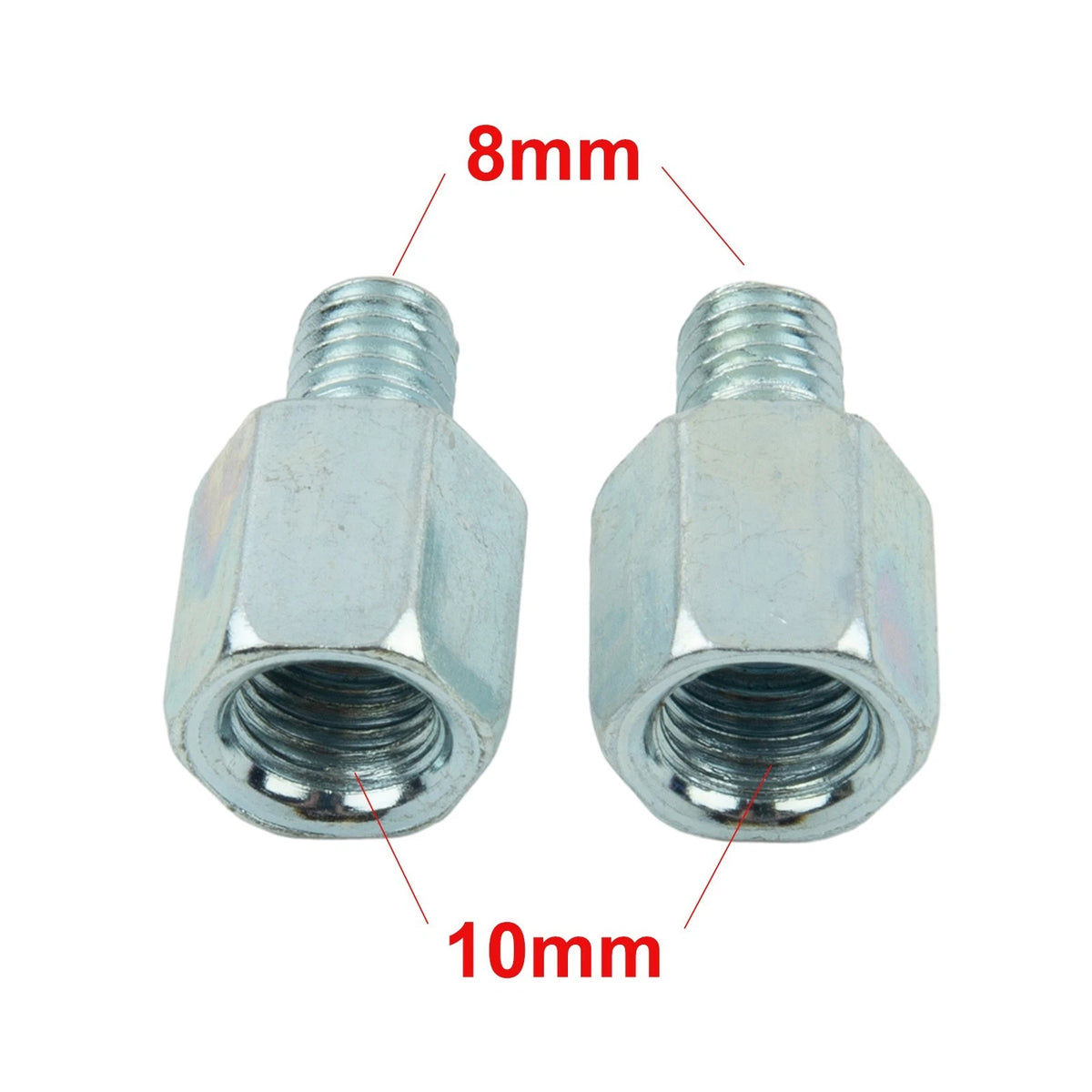 Set Mirror Adapter Threaded 10mm to 8mm Accessories Clockwise Motorcycle