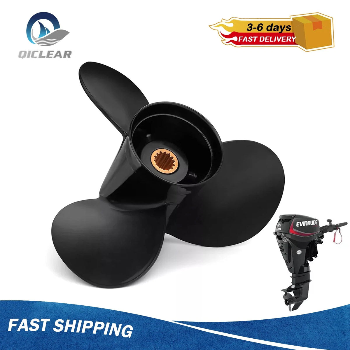 10 1/4 X 14 Outboard Propeller Fit Evinrude Engines 15-35 HP 14 Tooth 765138,RH