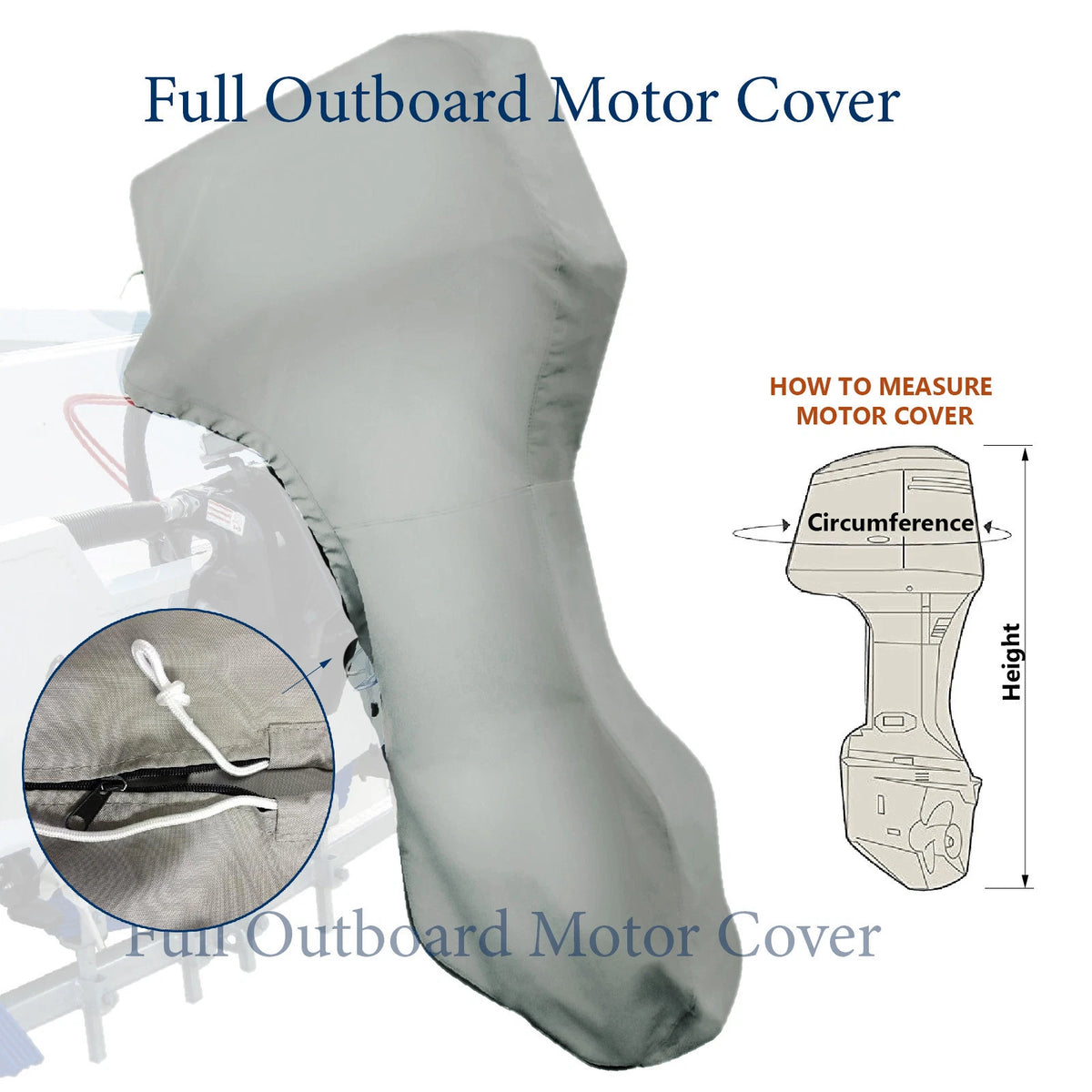 Boat Full Outboard Motor Engine Cover Fits Up to 5HP Heavy Duty Waterproof UV
