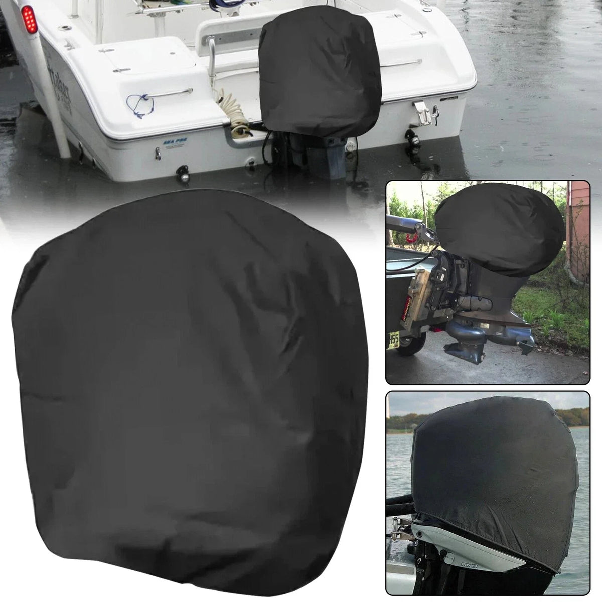Black Waterproof Outboard Engine Cover for 30-60 HP Boat Motor (30-60 HP)