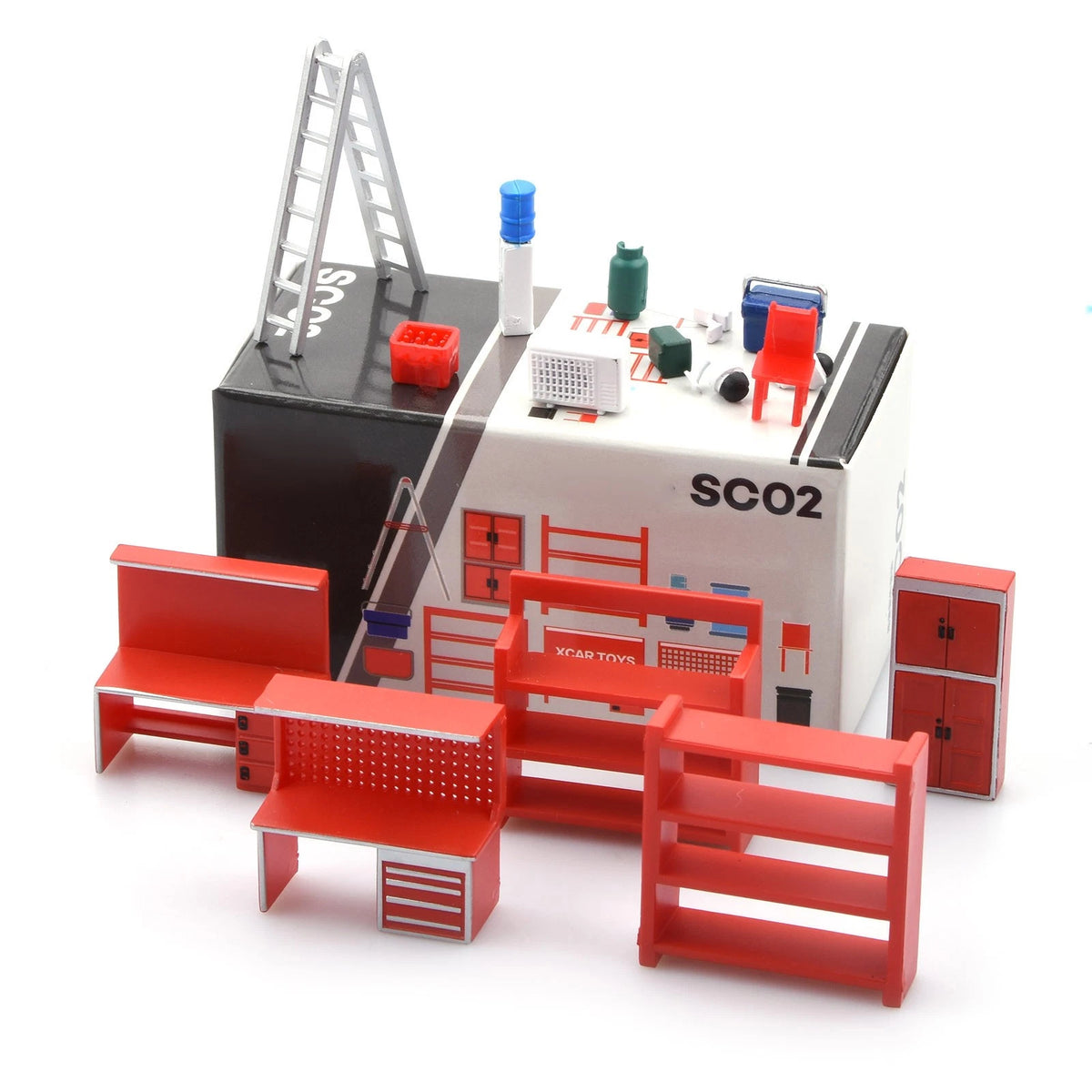 1/64 Dioramas ABS Model Garage Parking Lot Model Scene Display Furniture Tools D
