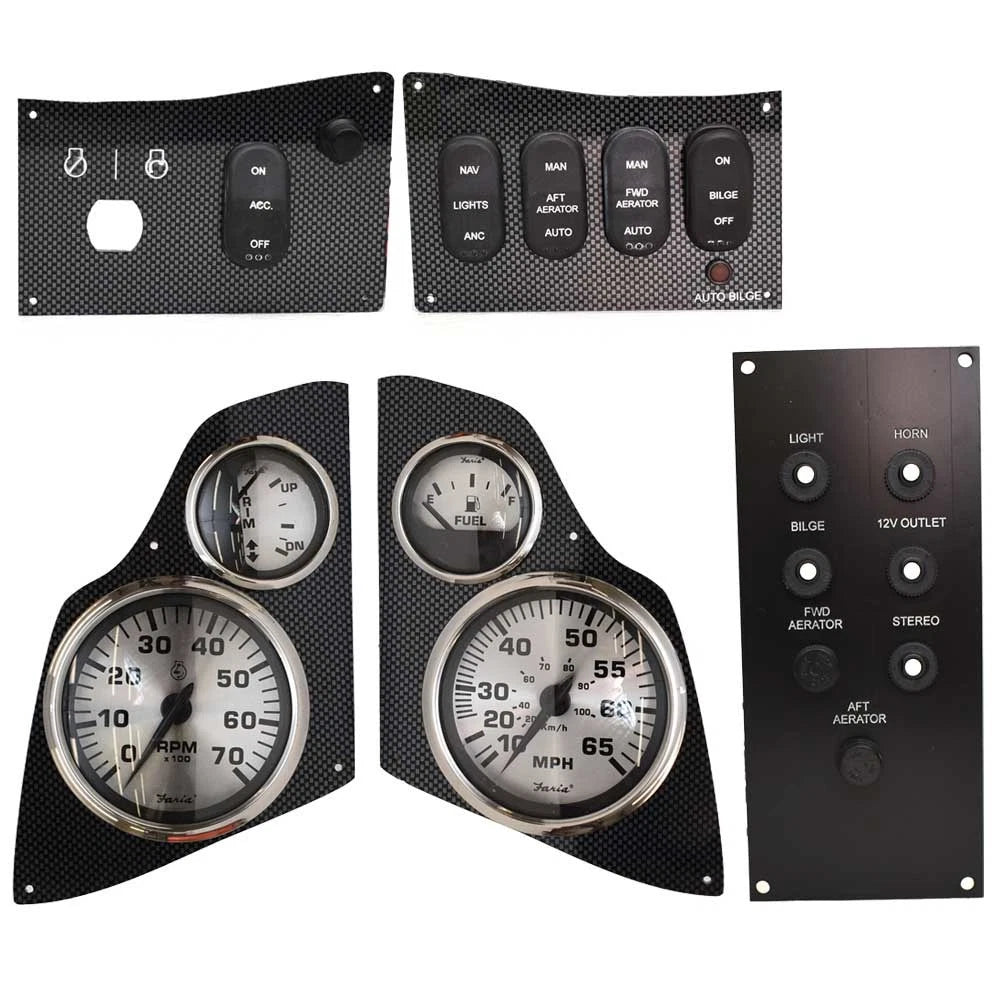G3 Sportsman Boat Dash Panels 73422940 - Black Gray Faria Spun Silver (set of 5)