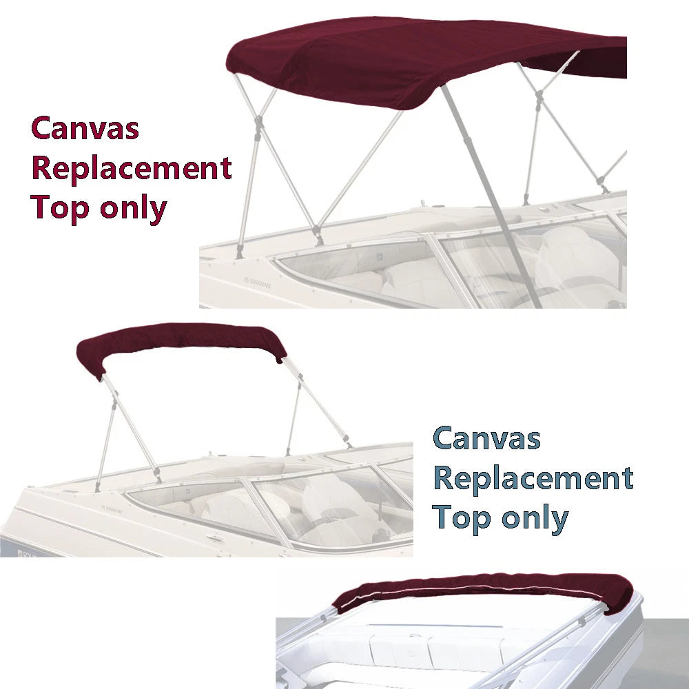 BIMINI TOP BOAT COVER CANVAS FABRIC BURGUNDY with BOOT FITS 3BOW 72"L 54"H 79"-84"W