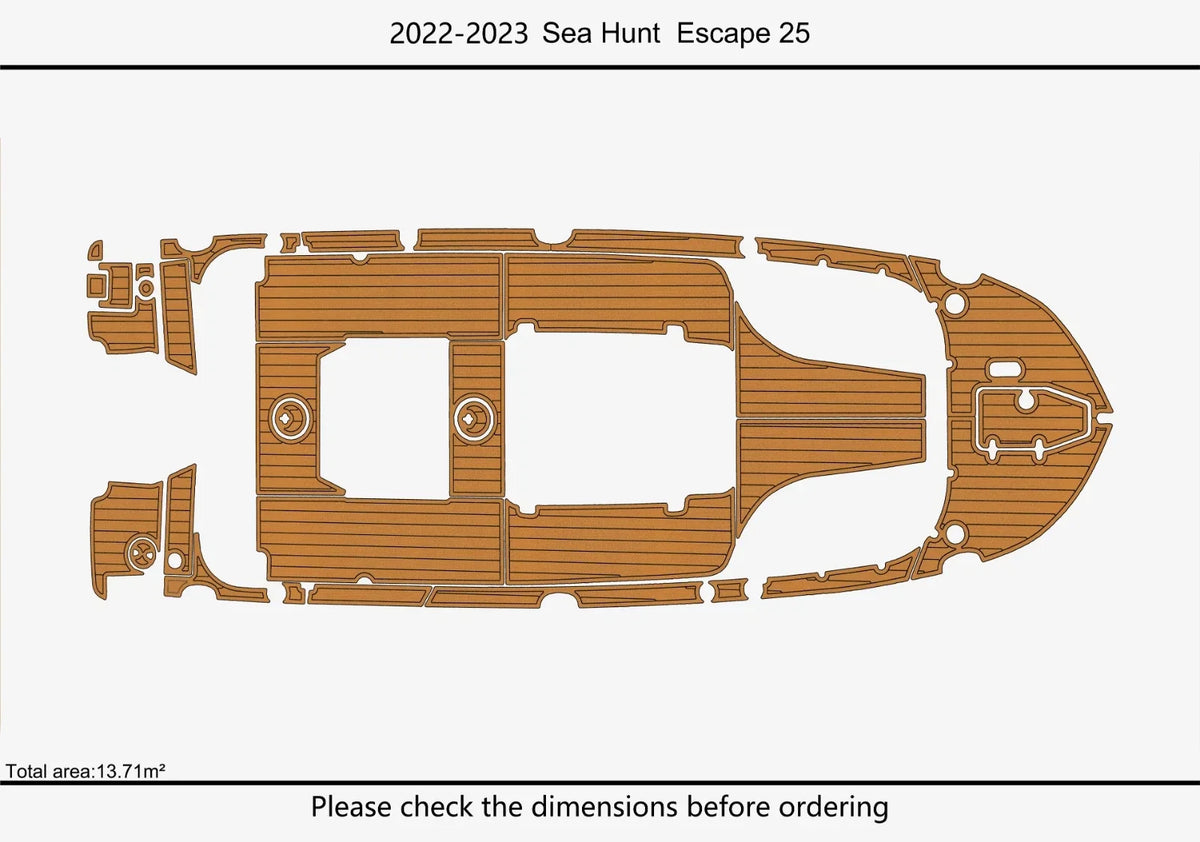 EVA Foam Teak Deck Flooring Pads for Sea Hunt 25 Escape (2022)