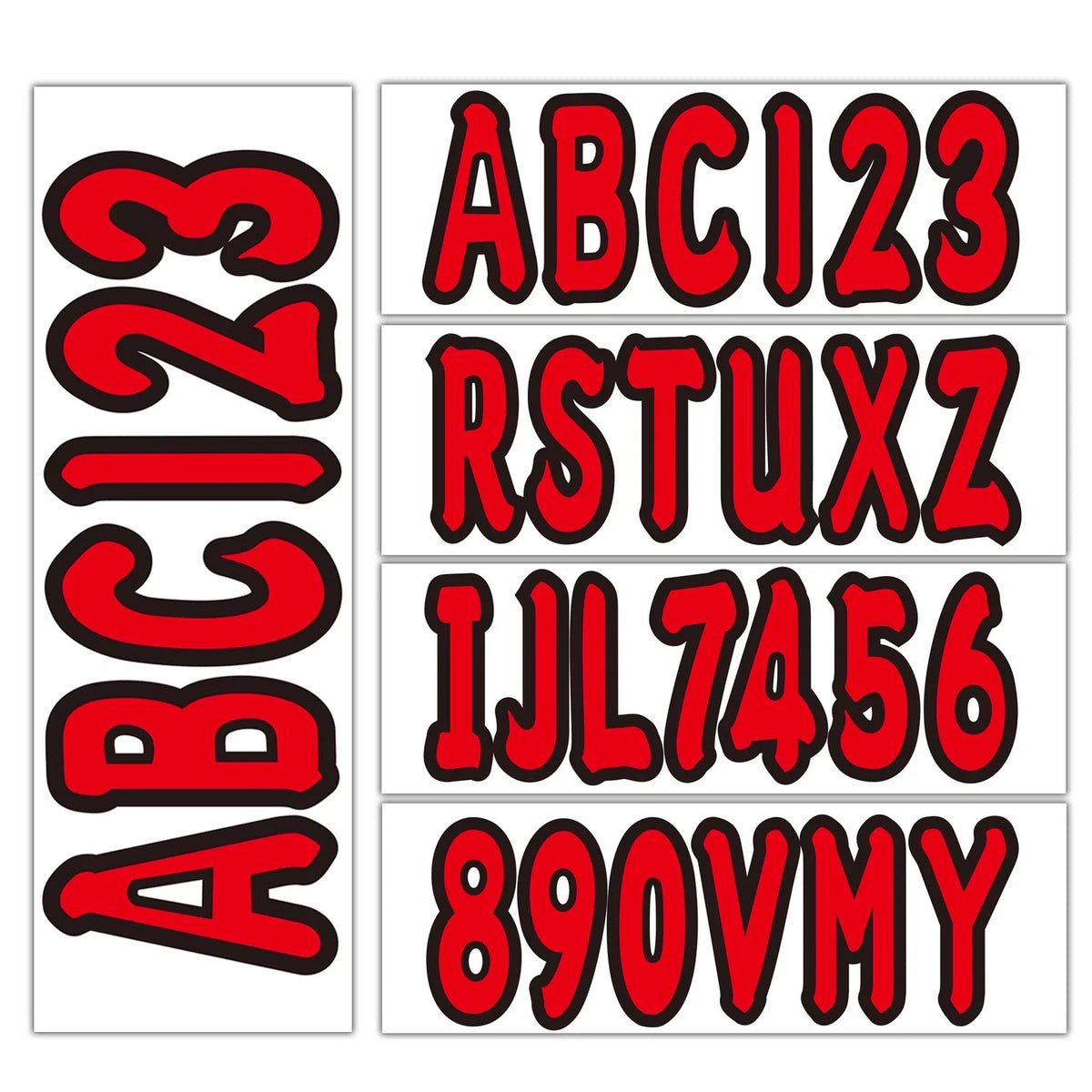 Set of 4 Red Custom Boat Registration Numbers Decal Stickers A-Z 0-9