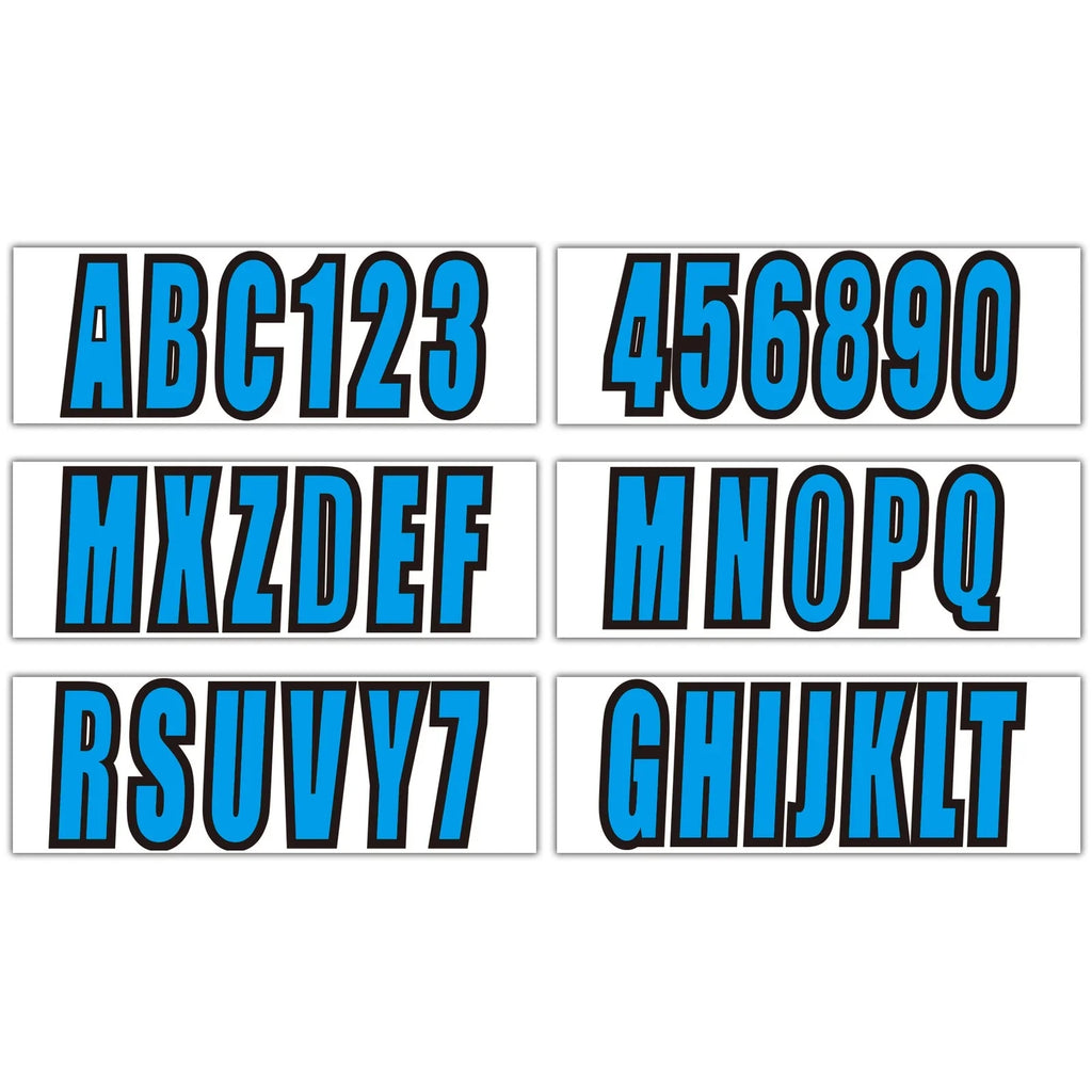 Set of 4 Boat Numbers and Letters Decal Stickers A-Z 0-9 Blue