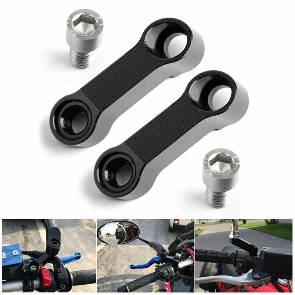 2Pcs 10mm Motorcycle Rearview Mirror Extender CNC Adapter Bolts Kit
